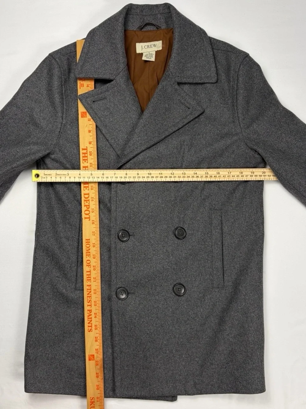 J.Crew Men’s Gray Wool Double Breasted Peacoat Size S